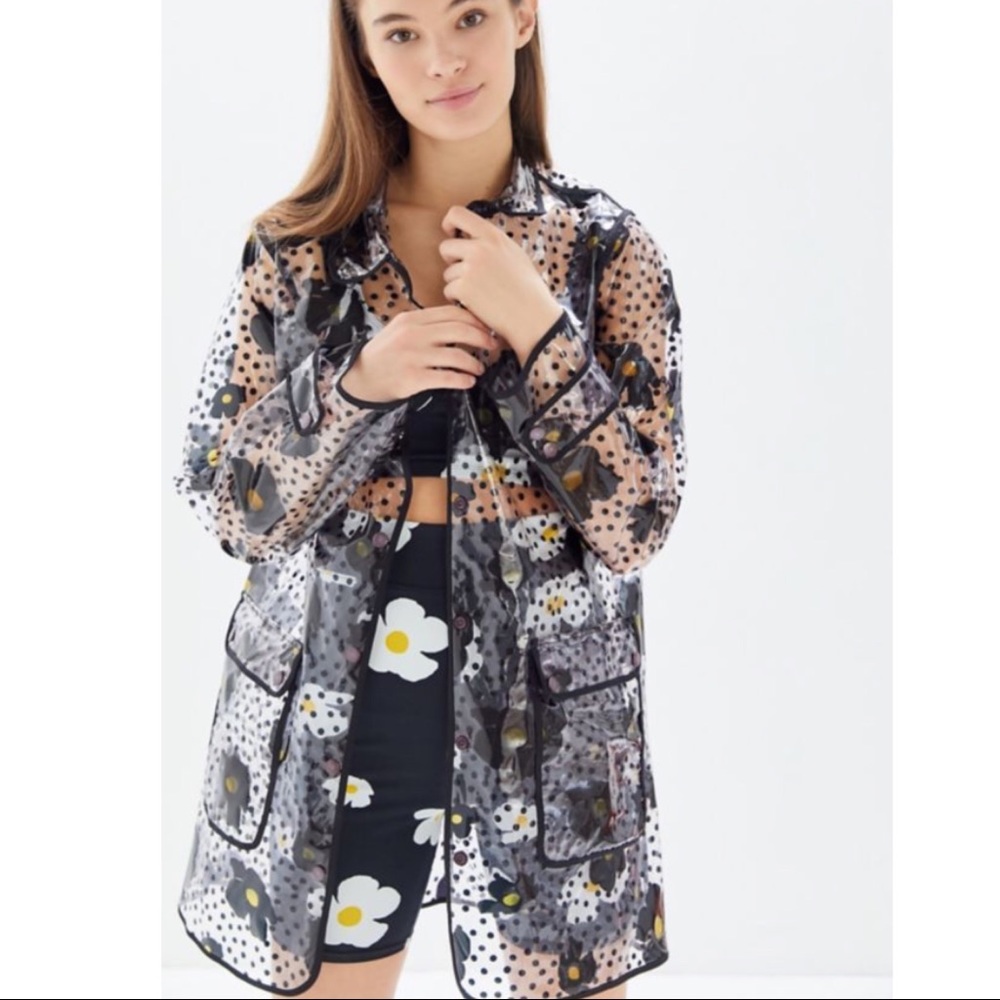 Urban Outfitters Raincoat Floral Polka Dot Large - Picture 1 of 8
